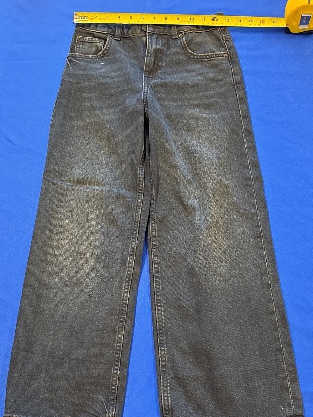 Zara Black Wide-Leg Washed Denim Jeans
